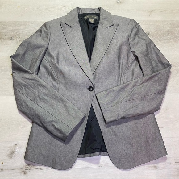Vintage Banana Republic 100%Cotton Lined One Button gray Blazer, Size 8 - Picture 5 of 13